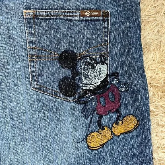 Y2K Vintage Disney Mickey Mouse Wide Leg Baggy Jeans 14 - Picture 3 of 12